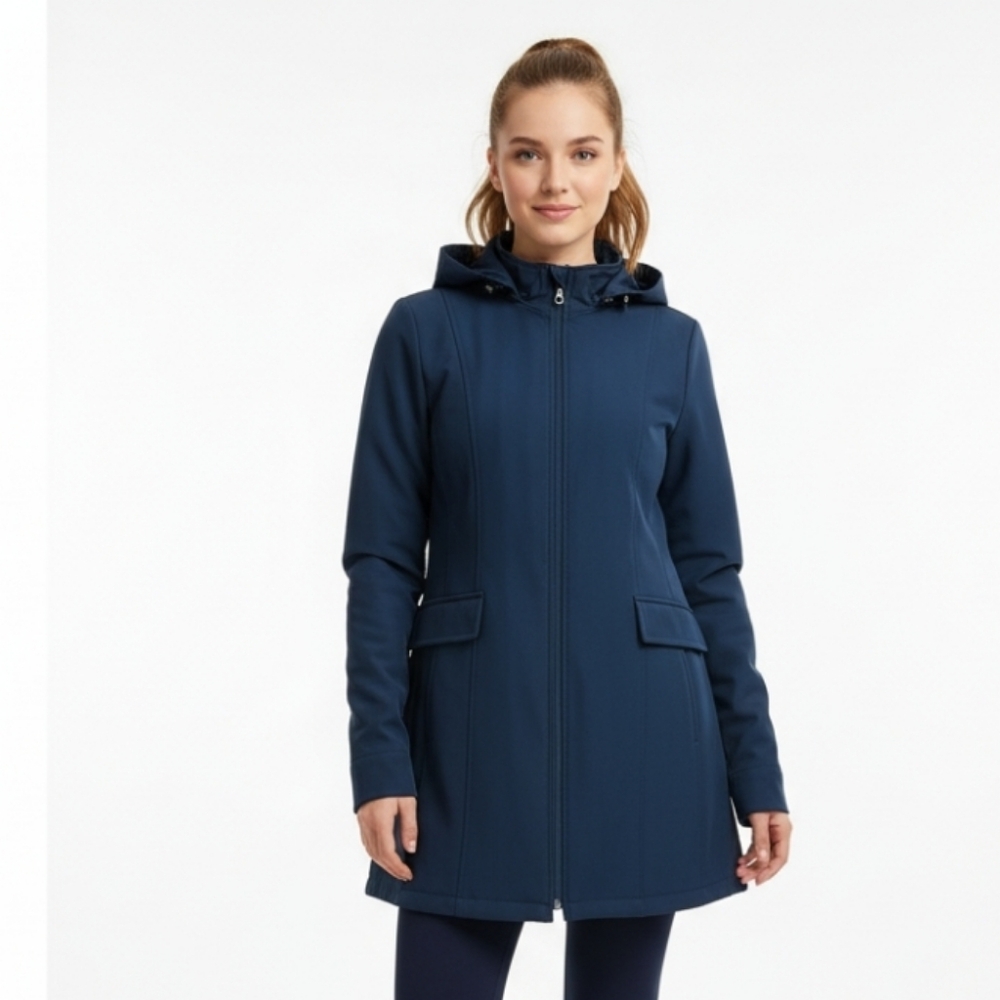 CLEO Women's Dark Teal Full Zip Coat Jacket Removable Hood Outerwear XS Petite‎